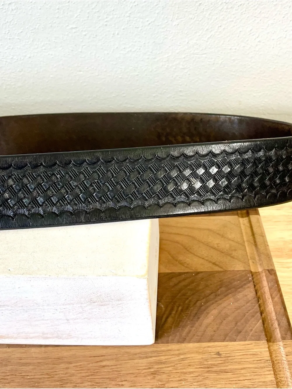 Leather Basketweave Duty Utility Belt Western Black 46 USA Tex Showmaker & Sons